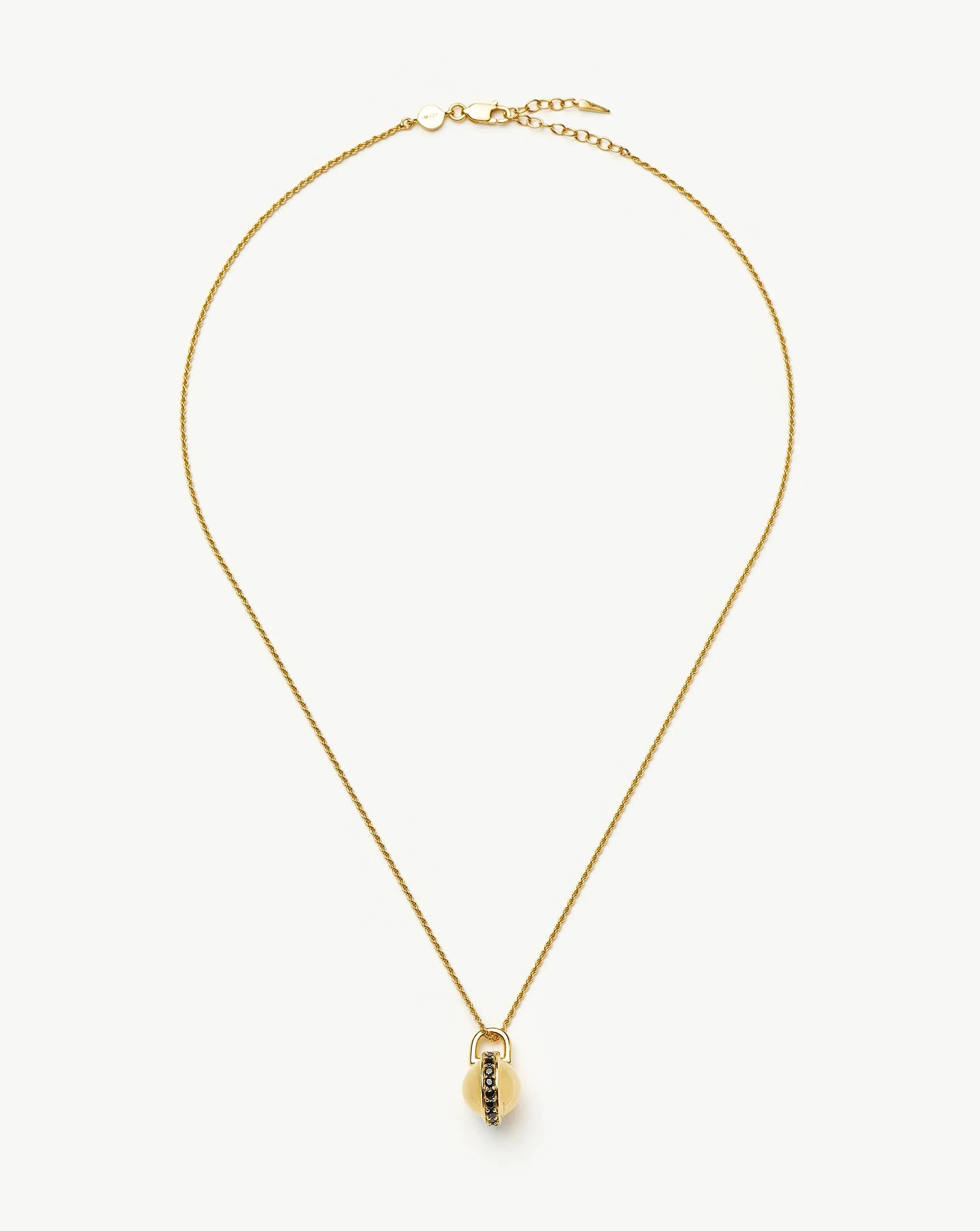 Orb Gemstone Pendant Necklace - 18k Gold Plated Black Spinel Crystal Jewelry | Elegant Gift for Women, Birthday, Anniversary & Special Occasions