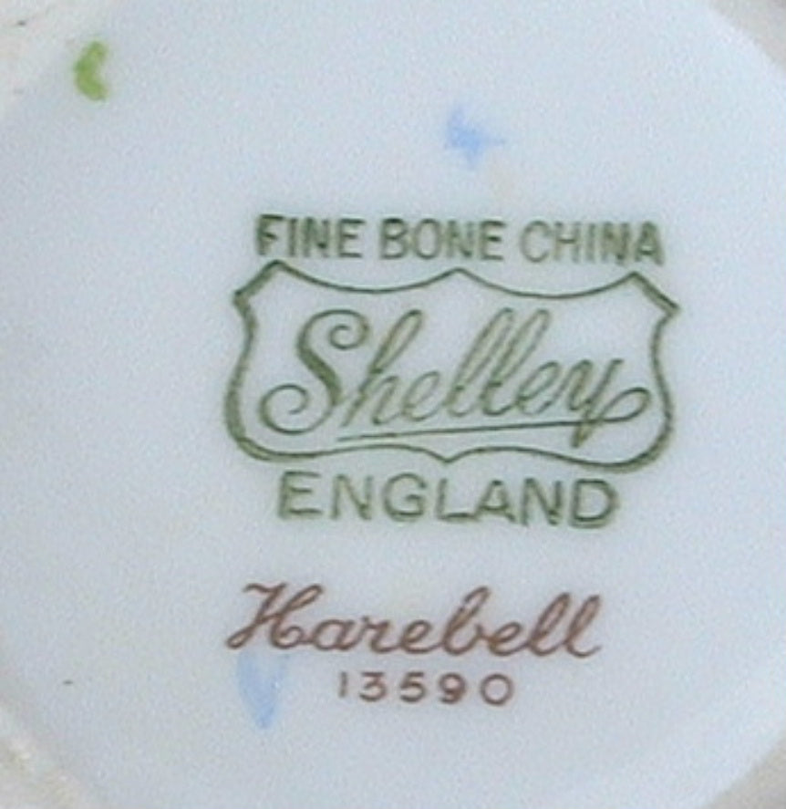 Shelley Breakfast Cup and Saucer Set with Plate - Harebell Low Oleander Shape with Blue Trim - Perfect for Morning Tea, Coffee, and Elegant Breakfast Dining