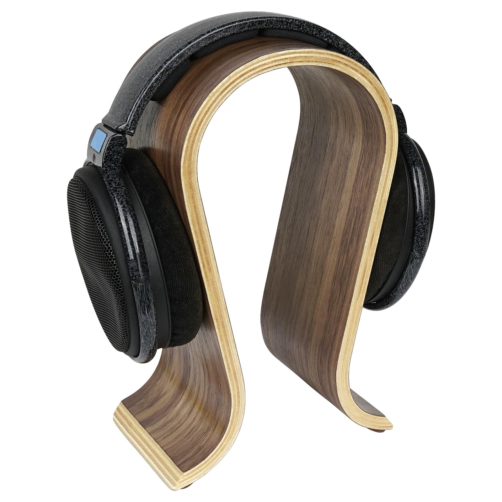 Premium Wooden Omega Headphone Stand - Universal Headset Holder for Audio-Technica, Bose, AKG, Sennheiser, Beats Studio & More - Perfect Desk Display Hanger for Home Office & Gaming Setup