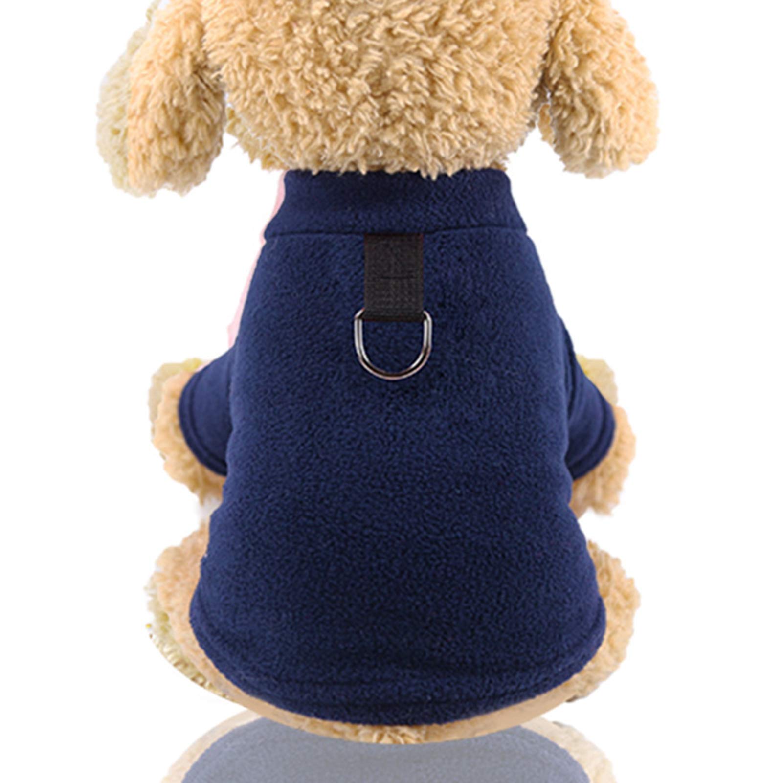 HEART SPEAKER Solid Color Dog Sweatshirt with Traction Leash & D-Ring Buckle - Navy Blue Pet Apparel for Autumn - Perfect for Outdoor Walks and Cold Weather Protection