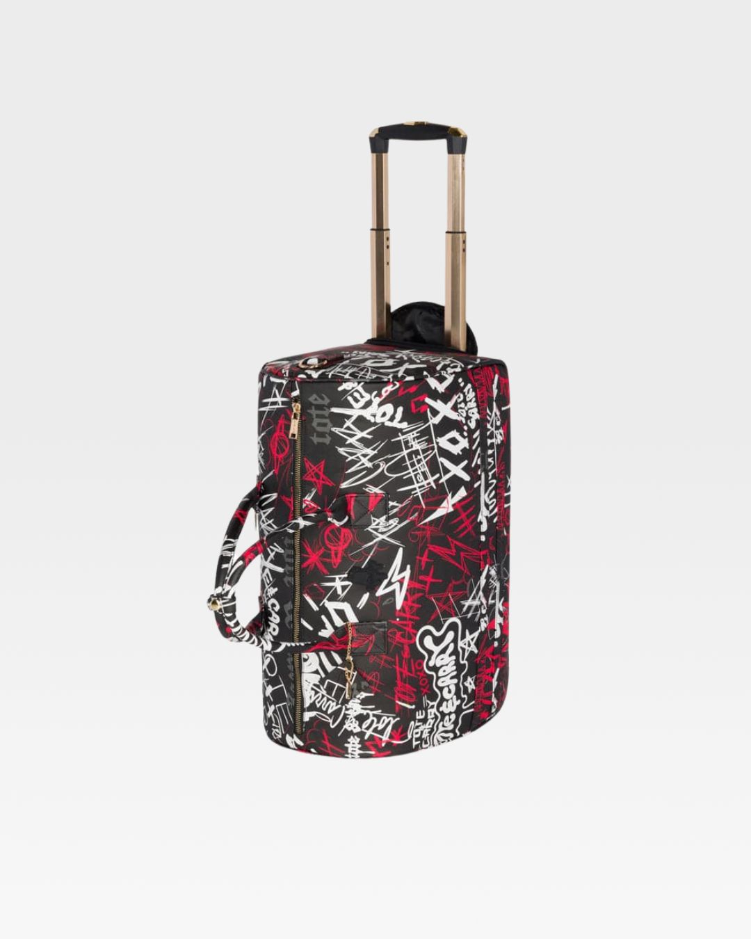 Black Graffiti Rolling Duffle Bag - Waterproof Travel Luggage for Gym, Sports & Weekend Getaways