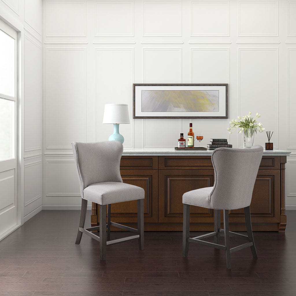 25.5 Inch Upholstered Counter Stool with Cushioned Seat - Modern Kitchen Bar Stools for Home, Breakfast Nook & Dining Room Decor