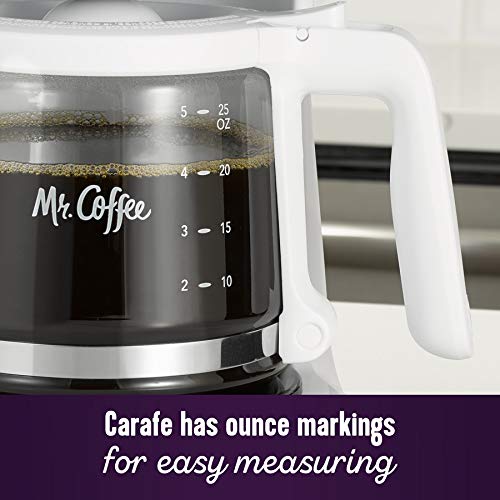Mr. Coffee 2134286 5-Cup Mini Brew Switch Coffee Maker, White - Compact Drip Coffee Machine for Small Kitchens, Offices & Dorm Rooms