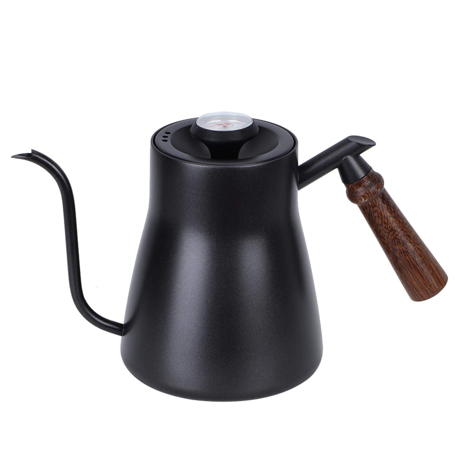 Premium 850ml Stainless Steel Gooseneck Pour Over Coffee Kettle with Built-in Thermometer & Ergonomic Wooden Handle - Perfect for Specialty Coffee Brewing, Tea Pouring, and Precise Temperature Control in Home Barista Kits