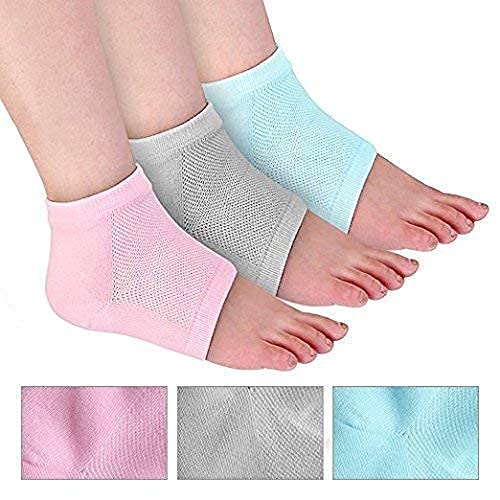 NGEL Crack Cotton Foot Protector Moisturizing Socks with Spa Gel - Heel Pain Relief Silicone Gel Pad Socks for Men & Women - Soft Botanical Cotton Socks (Multicolor) - Perfect for Dry Skin Care, Overnight Treatment & Home Spa Relaxation