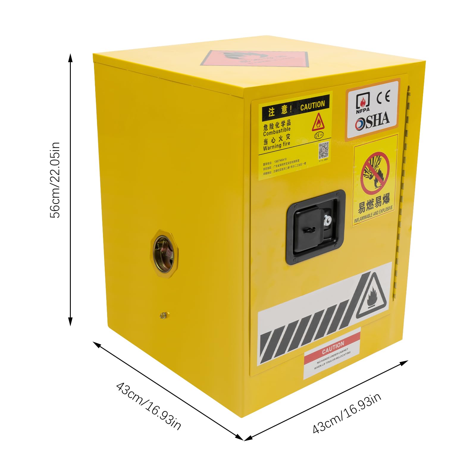 4 Gallon Yellow Flammable Safety Storage Cabinet - Adjustable Shelf for Home & Industrial Use