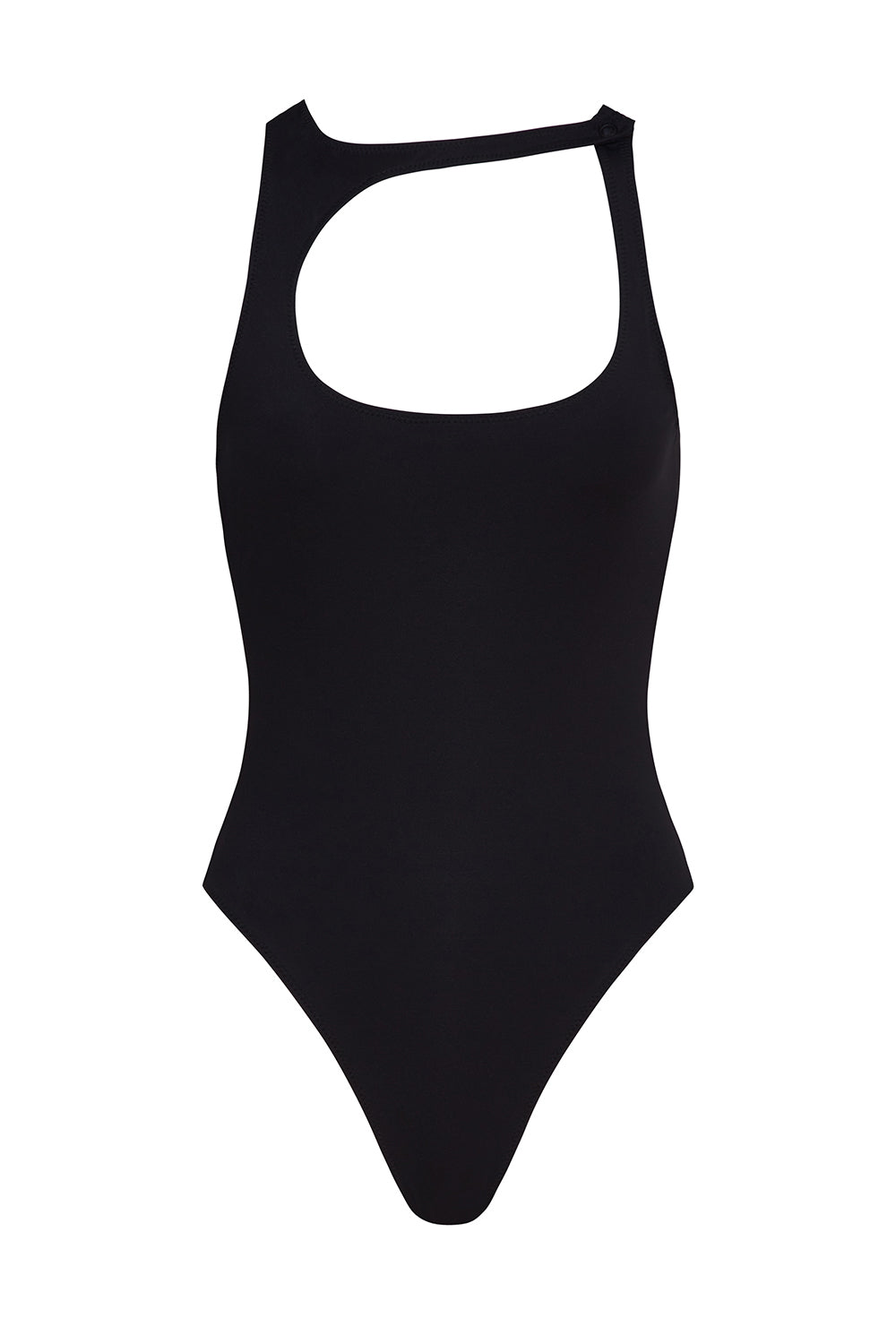 Black Compression Sculpting Crescent One Piece - Slimming Bodysuit for Yoga, Workout & Everyday Wear