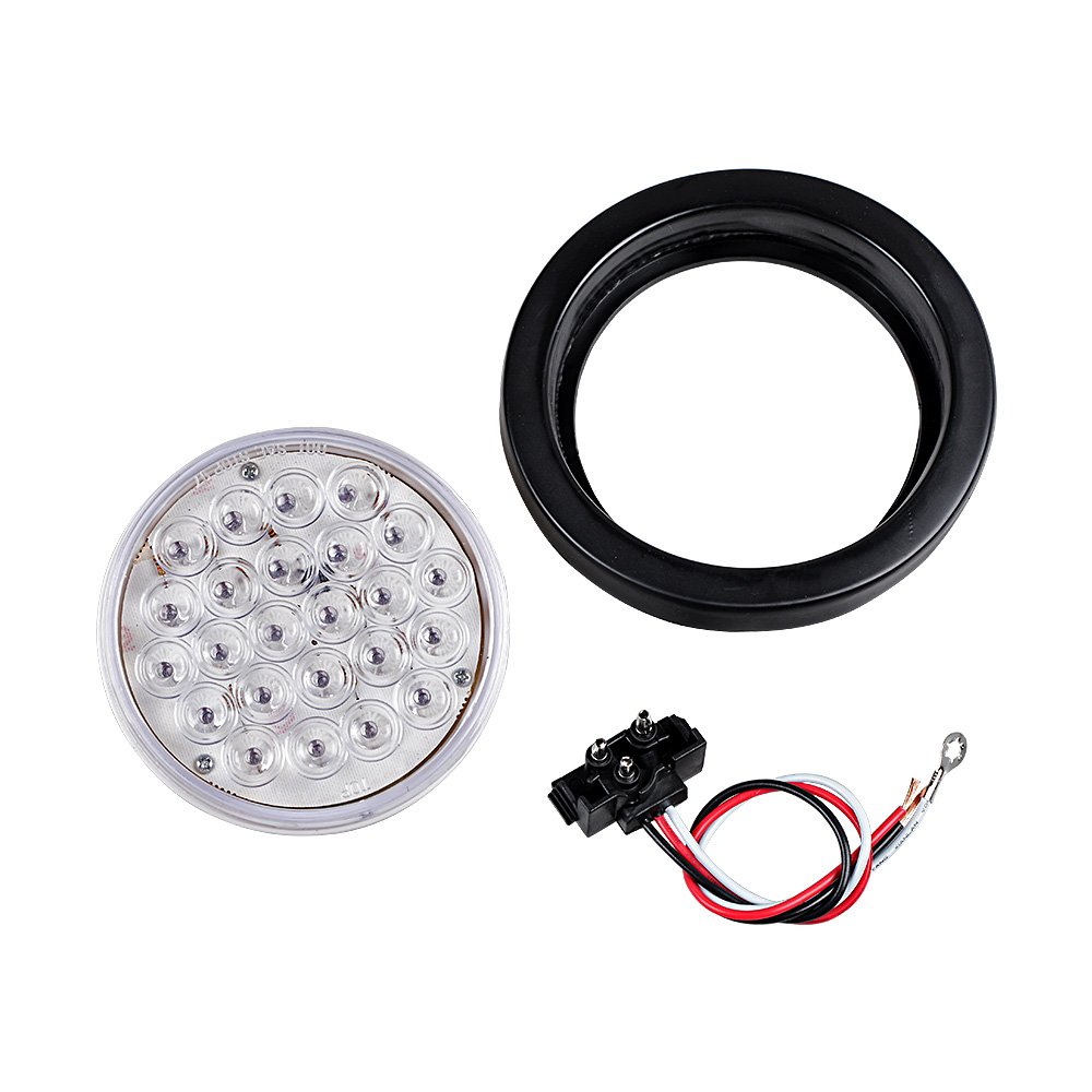 Astra Depot 16PCS 4 Inch Round Red 24-LED Clear Lens Tail Lights - Stop, Brake, Running & Parking Lamps with Grommet & Plug - Compatible with Truck, Trailer, RV, ATV, UTV & Boat - Perfect for Off-Road Adventures & Nighttime Safety