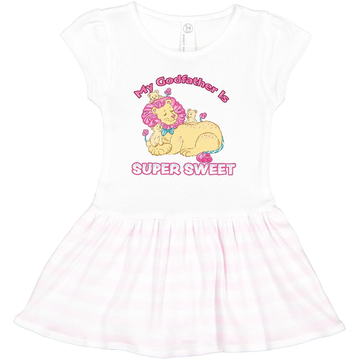 Inktastic My Godfather is Super Sweet Cotton Candy Lions Toddler Dress - Cute Baby Girl Outfit for Birthday, Party & Family Photos | Soft Cotton Comfortable Toddler Clothing