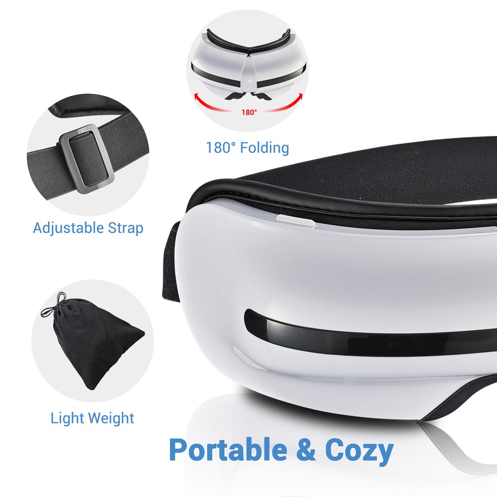 Rechargeable Bluetooth Eye Massager with Heat - TheLAShop | Relieve Eye Strain, Headaches & Stress for Work, Travel & Home Relaxation