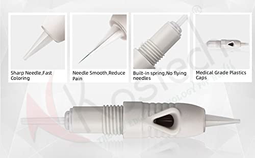 Kostech Screw Microblading Tattoo Needles Cartridge - 1P, 3P, 5P & 7P Semi-Permanent Makeup Needles for Tattoo Machine - Professional Eyebrow & Lip Tattooing Supplies for Salon & Home Use