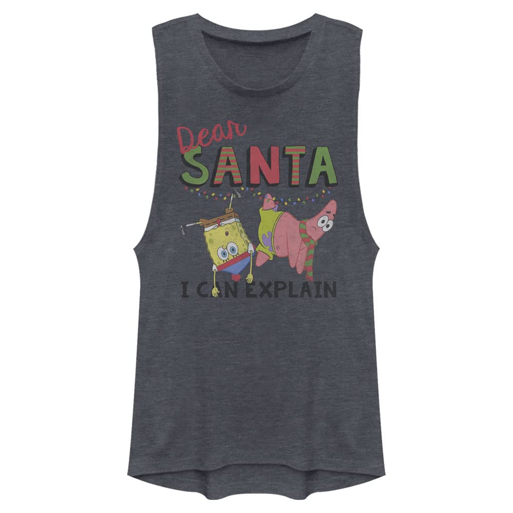 SpongeBob SquarePants 'I Can Explain' Santa Women's Muscle Tank Top - Funny Christmas Graphic Tee for Holiday Parties & Gifts