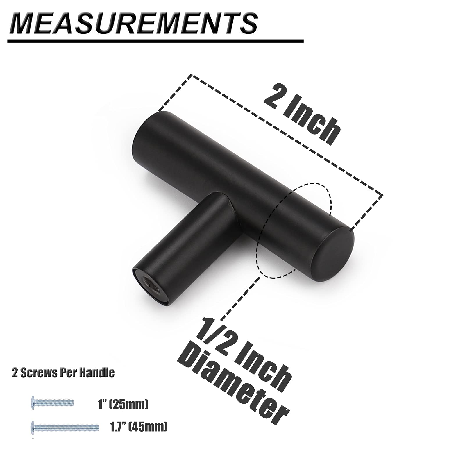 15 Pack Flat Black Kitchen Cabinet Knobs - 2 Inch Stainless Steel Single Hole Cabinet Pulls for Drawer, Closet & Dresser - Modern Hardware for Home & Office Furniture Upgrade