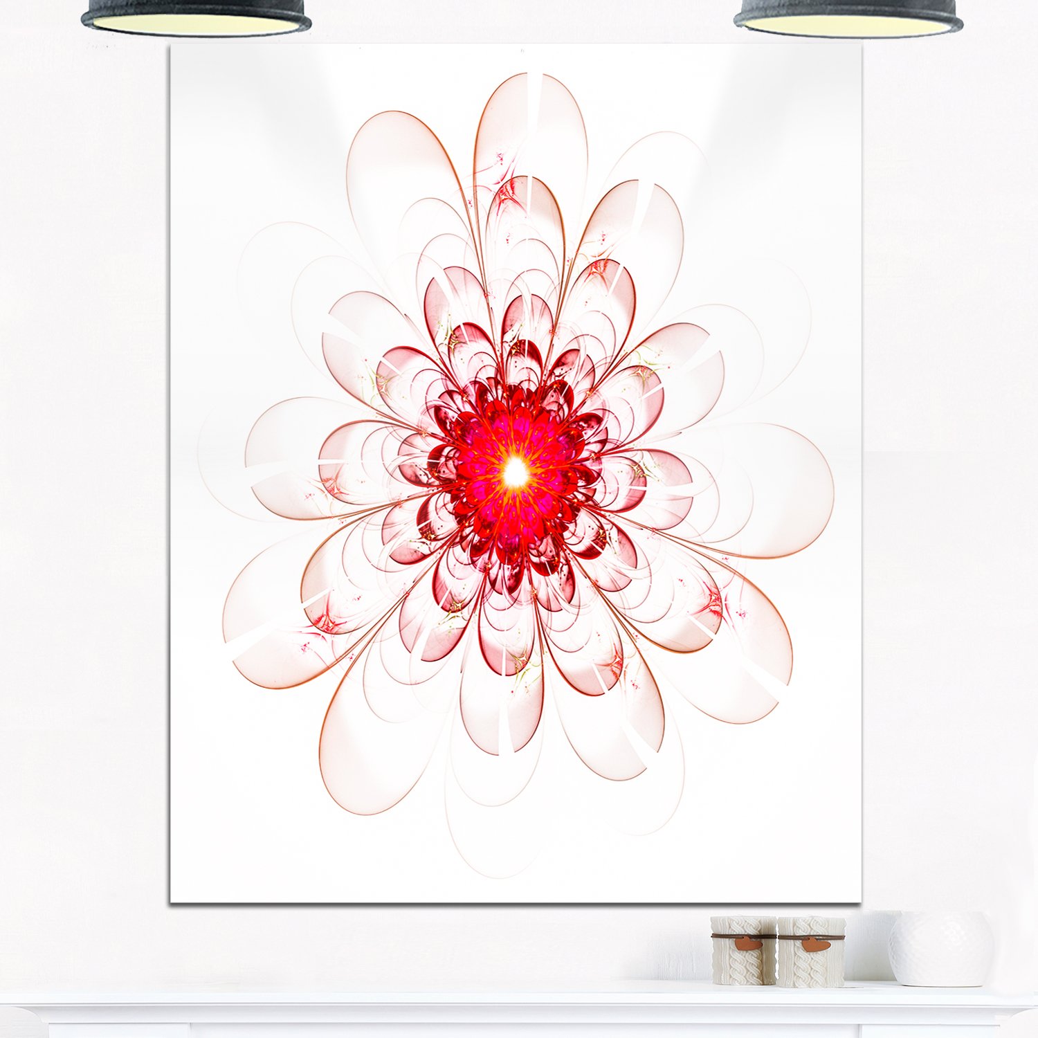 Floral Red Metal Wall Art Decor - 12x20 Inches Handcrafted Design for Home & Office - Perfect for Living Room, Bedroom, or Gift Giving