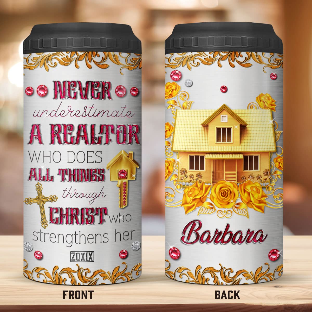 Personalized Realtor Can Cooler Tumbler - 16oz Stainless Steel Insulated Travel Cup with Custom Name - Perfect Real Estate Agent Gift for Women & Coworkers - Great for Birthday, Office Use, Outdoor Activities & Client Appreciation