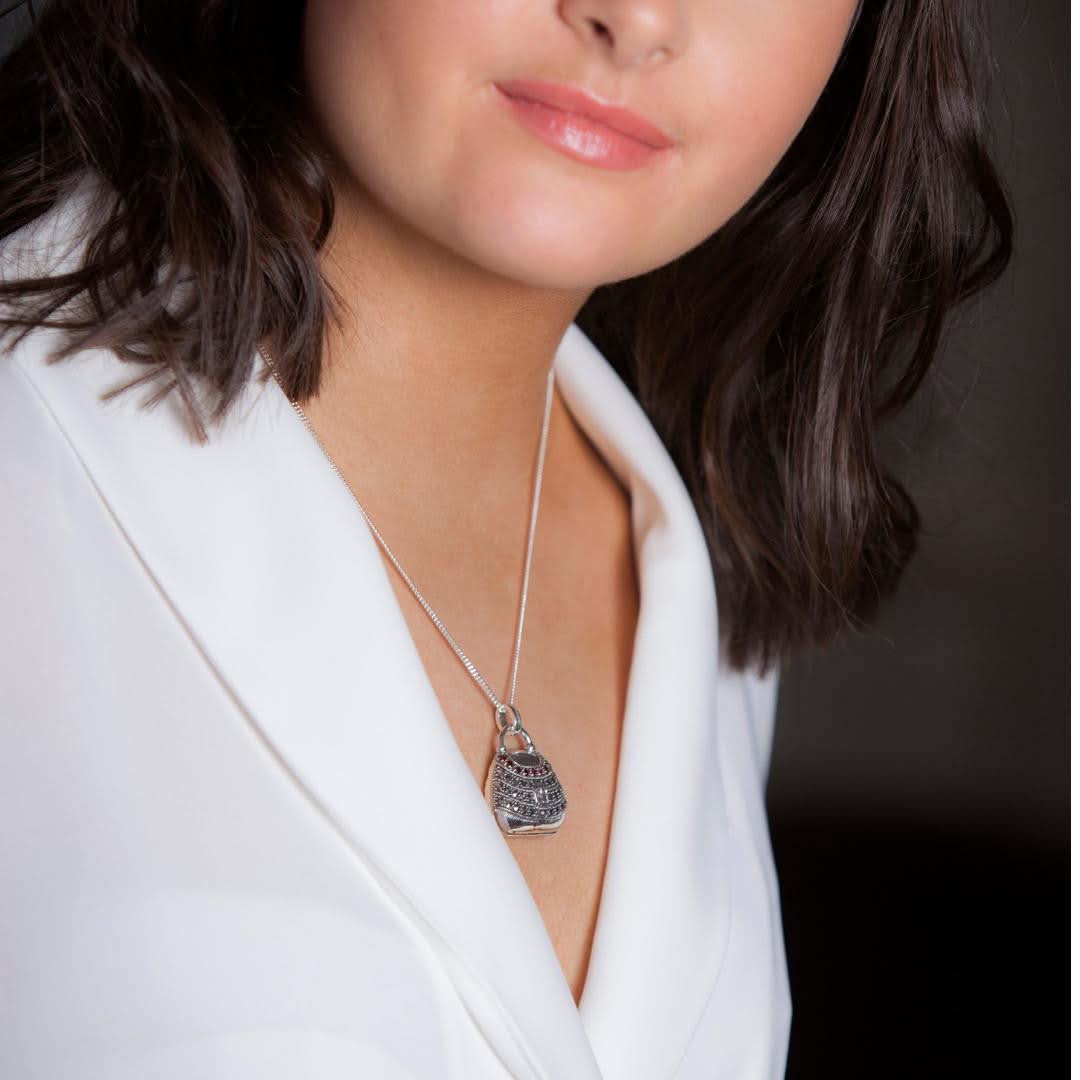 Stylish Garnet Handbag Locket - Elegant Jewelry Accessory for Women | Perfect for Parties, Weddings & Special Occasions