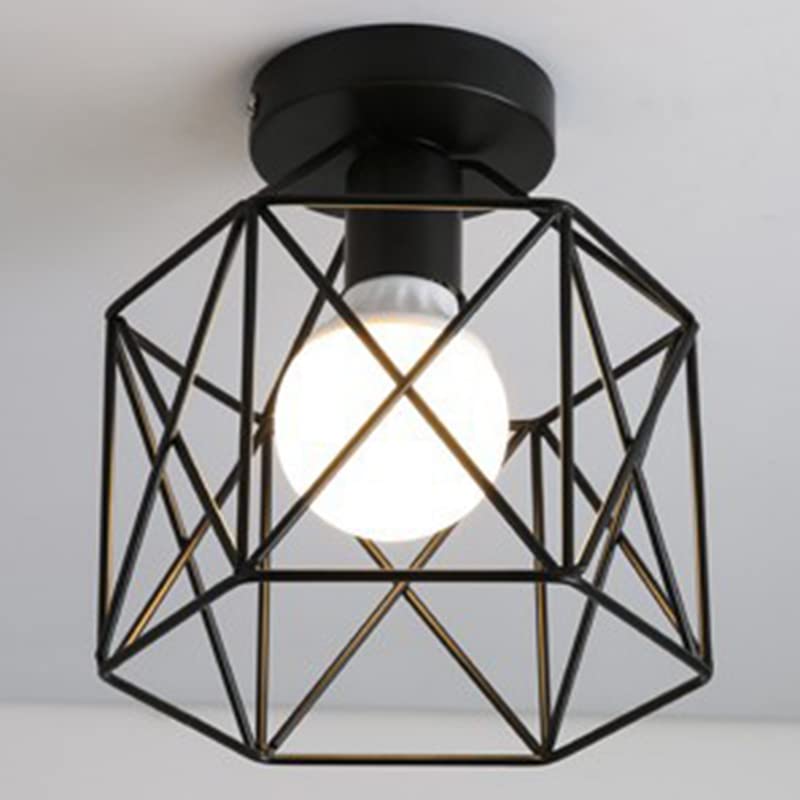 Vintage Industrial Ceiling Pendant Light - Black Basket Cage Hanging Fixture for Kitchen Island, Dining Room, Bar & Bathroom | Retro Style Lighting for Home & Commercial Spaces | Durable & Stylish Decor