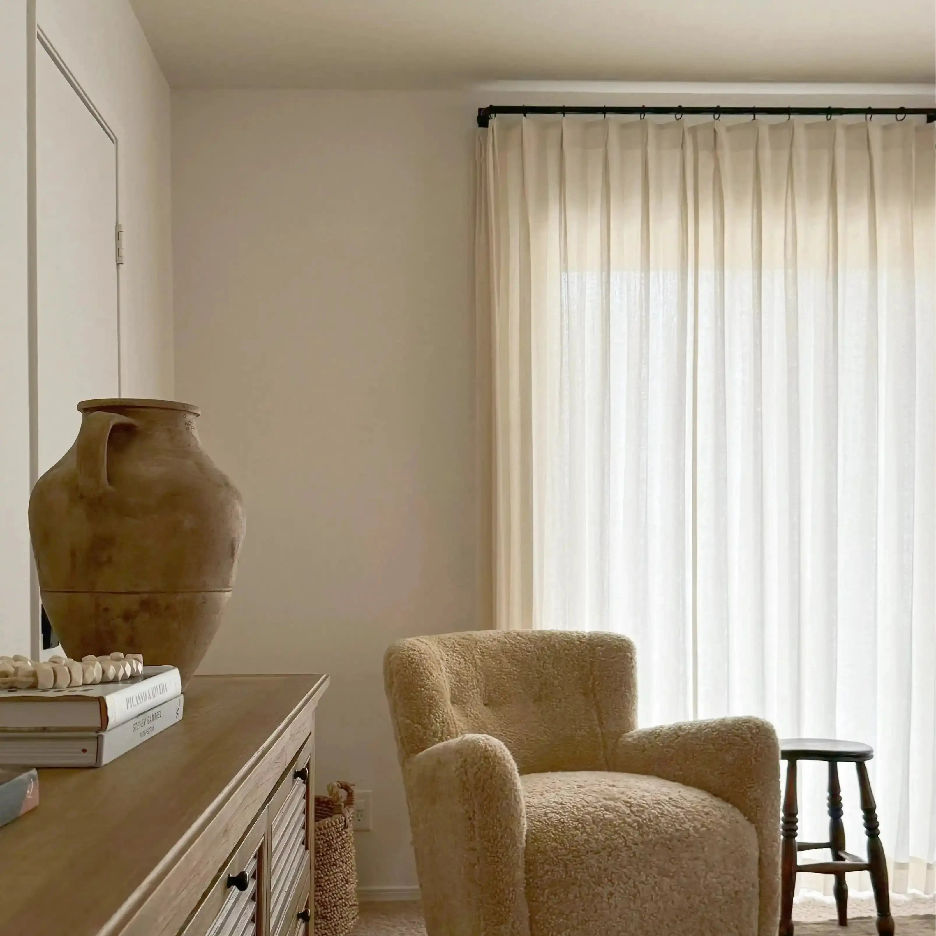 Ron Linen Herringbone Custom Pleated Curtains - Blackout Drapes for Living Room, Bedroom & Home Decor (Set of 2 Panels)