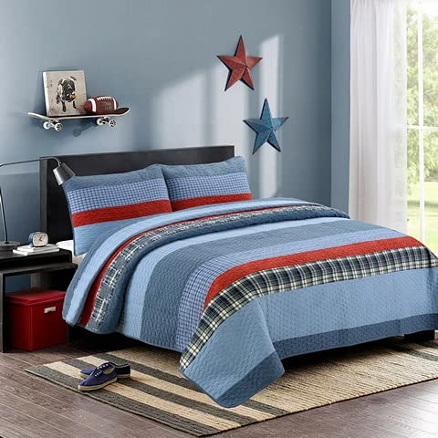 Wonderful Colors 3-Piece Quilt Set - 100% Cotton Bedding for Full/Queen Size Beds | Soft & Cozy Bedroom Decor for Home, Guest Room, or Dorm