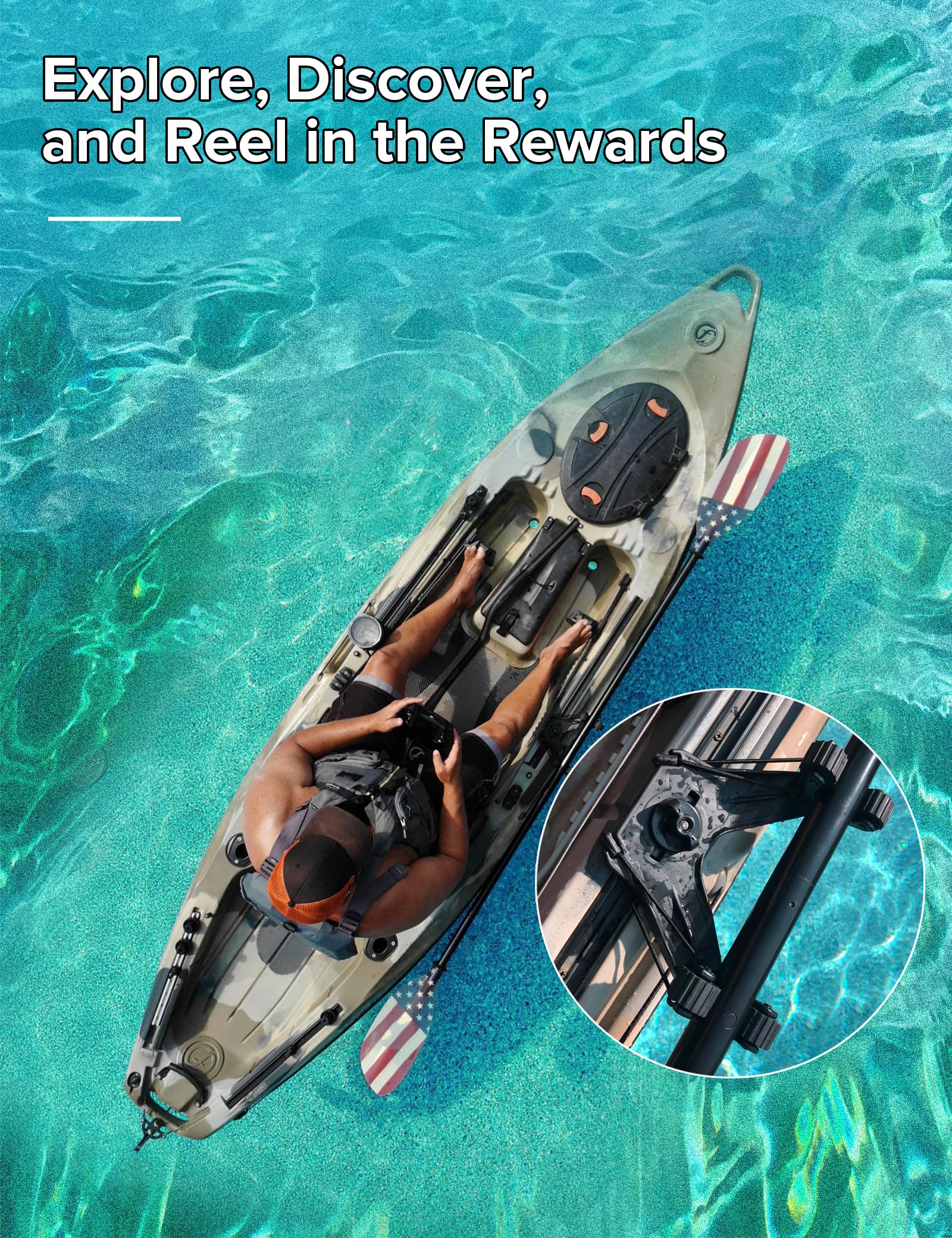 **Kayak Paddle Holder - Dual Head Kayak Track Mount Accessories for Fishing & Kayaking | Secure & Offset Paddle Storage for Kayak Rails | Perfect for Anglers & Outdoor Enthusiasts**