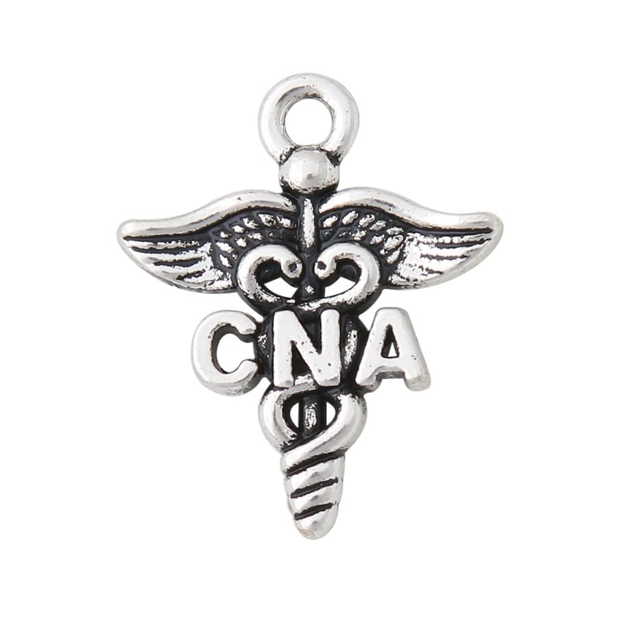 Vintage Alloy Medical CNA Charms - Caduceus Medical Symbol Pendant Charms 19x23mm (50pcs, Rose Gold) - Perfect for Nursing Jewelry, Medical ID Bracelets & Healthcare Worker Gifts