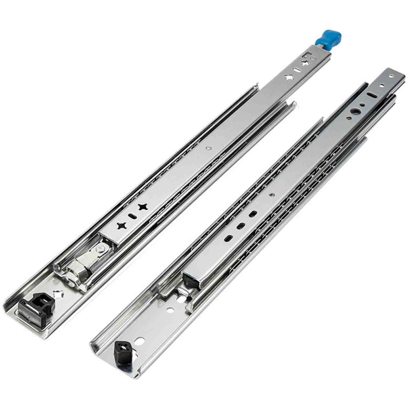 Heavy Duty Locking Drawer Slides 10-60 Inch - Full Extension Side Mount Cabinet Slides with Push to Open Mechanism (120kg Load Capacity) - Perfect for Kitchen Cabinets, Office Furniture & Tool Storage (1 Pair)