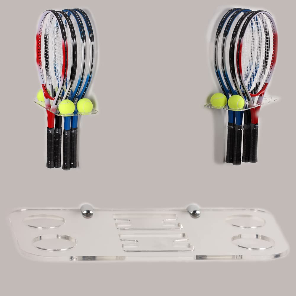Wall Mount Tennis Rack Holder - Acrylic Storage with Hardware for Home Gym