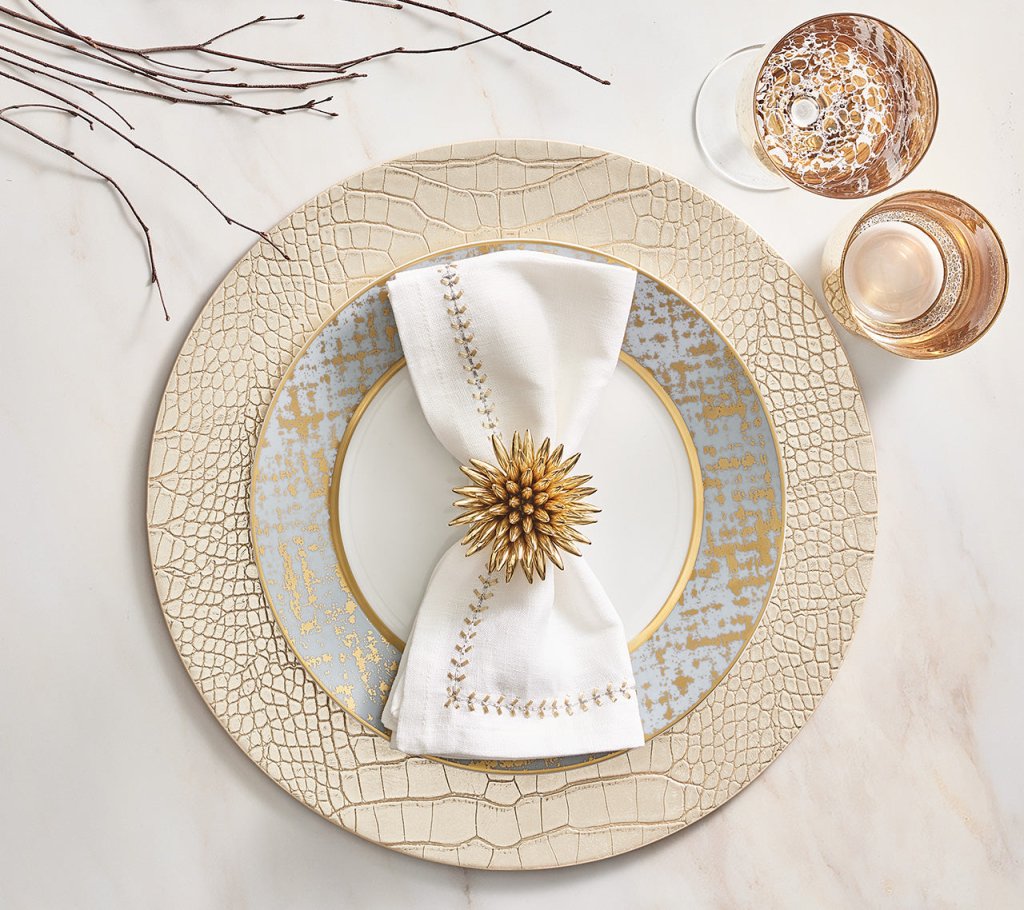 Premium Crocodile Embossed Placemats Set of 4 - Elegant Metallic Finish Table Mats for Dining, Kitchen, and Party Decor - Waterproof & Heat Resistant for Everyday Use