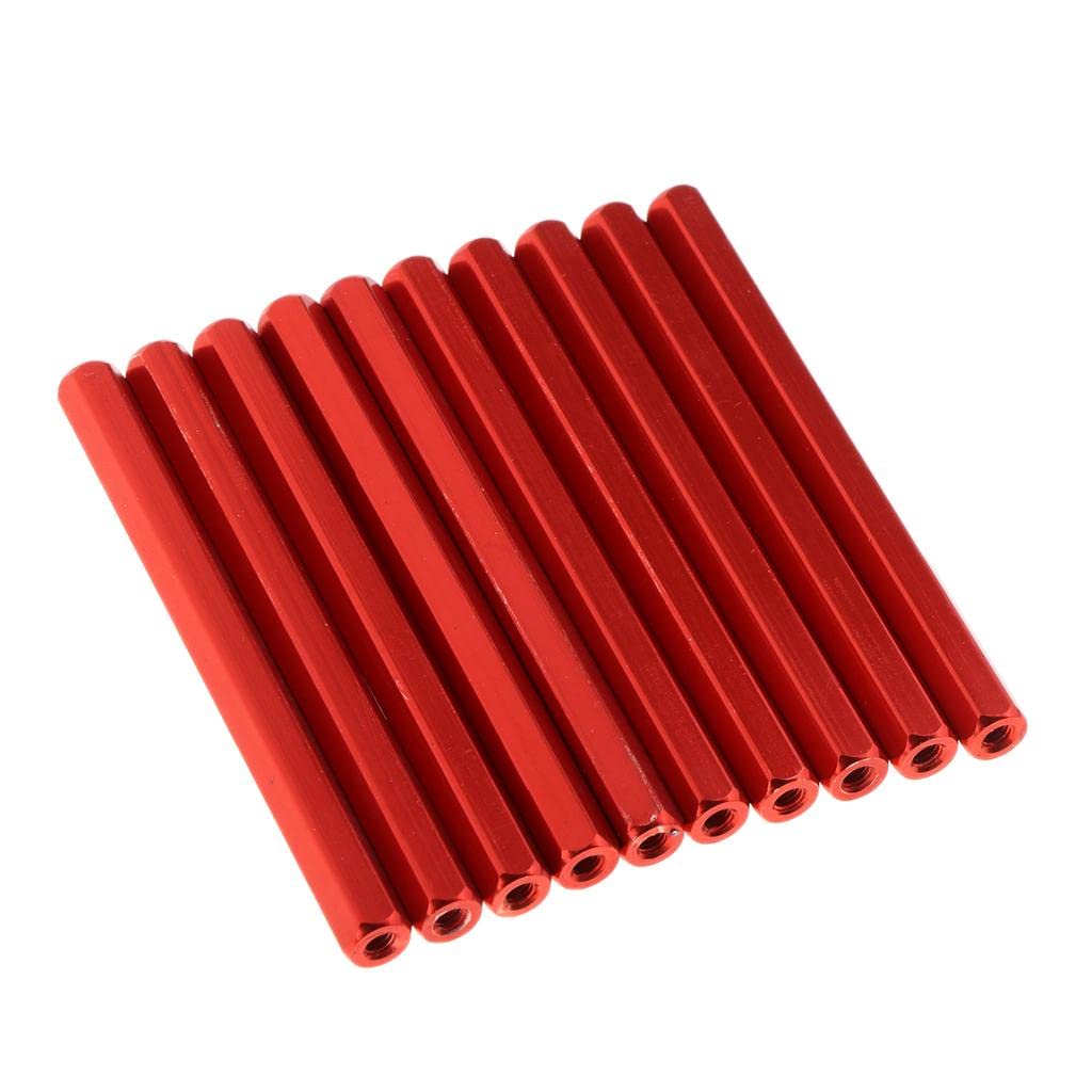 Fancyes 10pcs M3 Hex Aluminum Standoffs Column Spacers - 70mm Red - RC Car Drone Upgrade Parts - Perfect for DIY Projects & Electronics Assembly