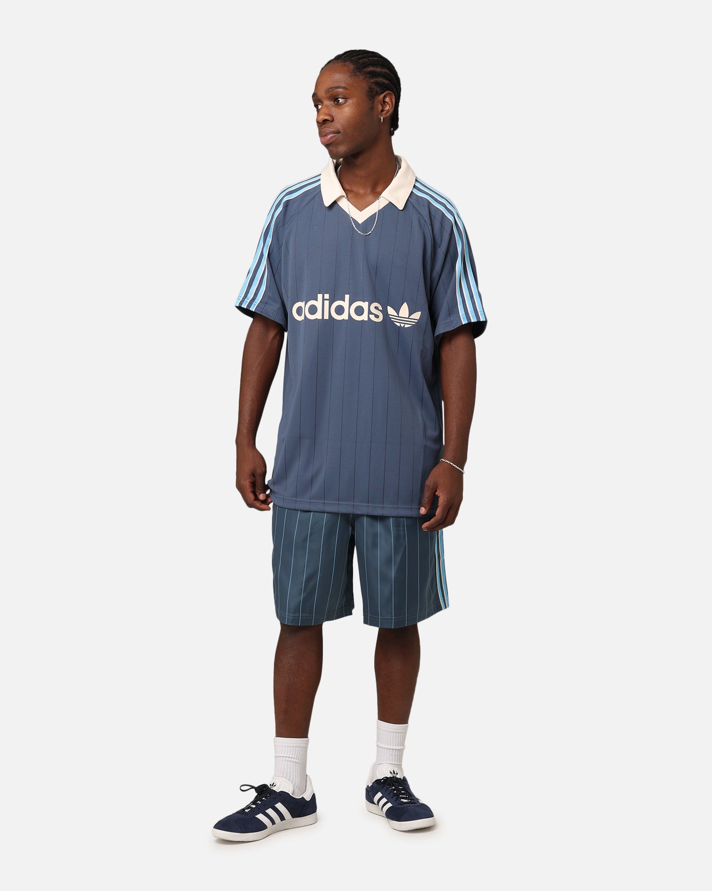 Adidas Pinstripe Jersey - Vintage Soccer Jersey for Men - Authentic Preloved Ink Design - Perfect for Match Days & Casual Wear