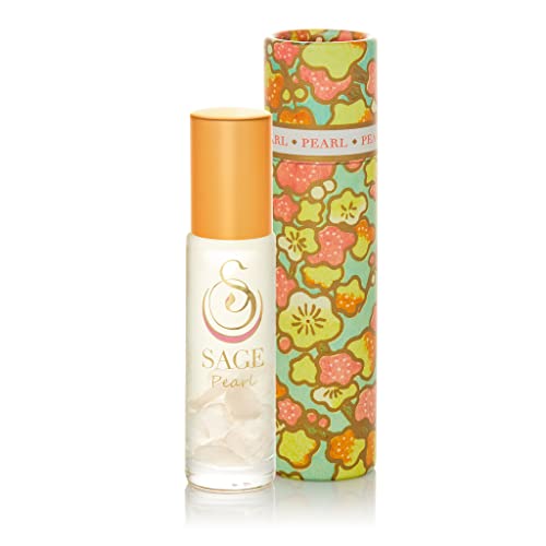Sage Lifestyle Pearl Gemstone Roll-On Perfume Oil (1/4 Oz) - Vegan Travel Perfume with Green Mousse de Chene, Vanilla & Sandalwood Notes - Long Lasting Fragrance for Women, Daily Wear & Special Occasions