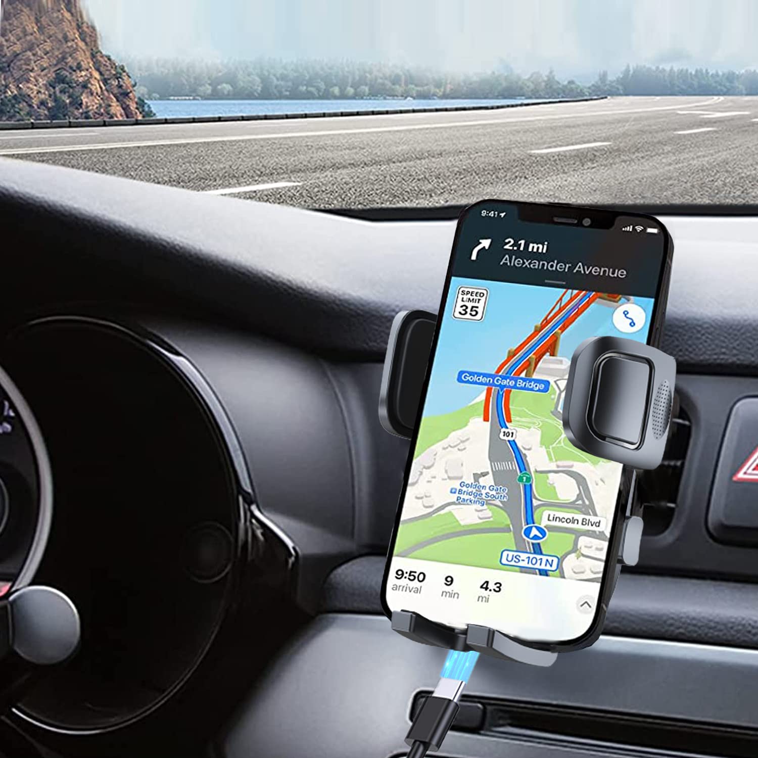 2023 Upgraded Metal Hook Universal Car Phone Mount - Secure Car Vent Phone Holder for iPhone & All Smartphones - Perfect for Commuting, Road Trips & Hands-Free Navigation