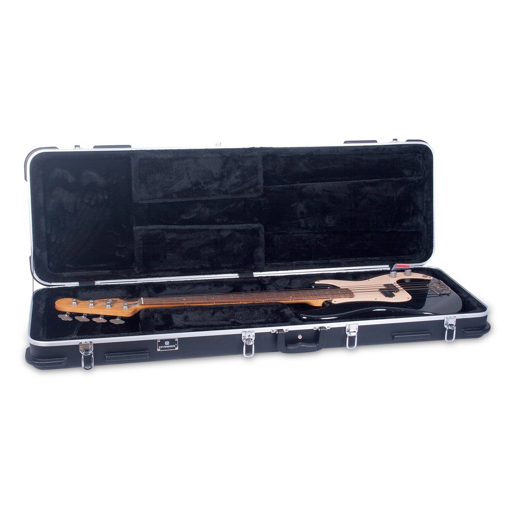 Crossrock CRA860BBK Black Bass Guitar Case for 4 & 6 String - Durable Hard Shell Protection for Travel & Gigging Musicians