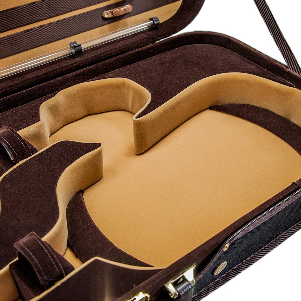 Premium SKY Heavy Duty 4/4 Full Size Professional Wooden Double Violin Case - Black/Khaki - Perfect for Musicians, Performances & Travel Protection