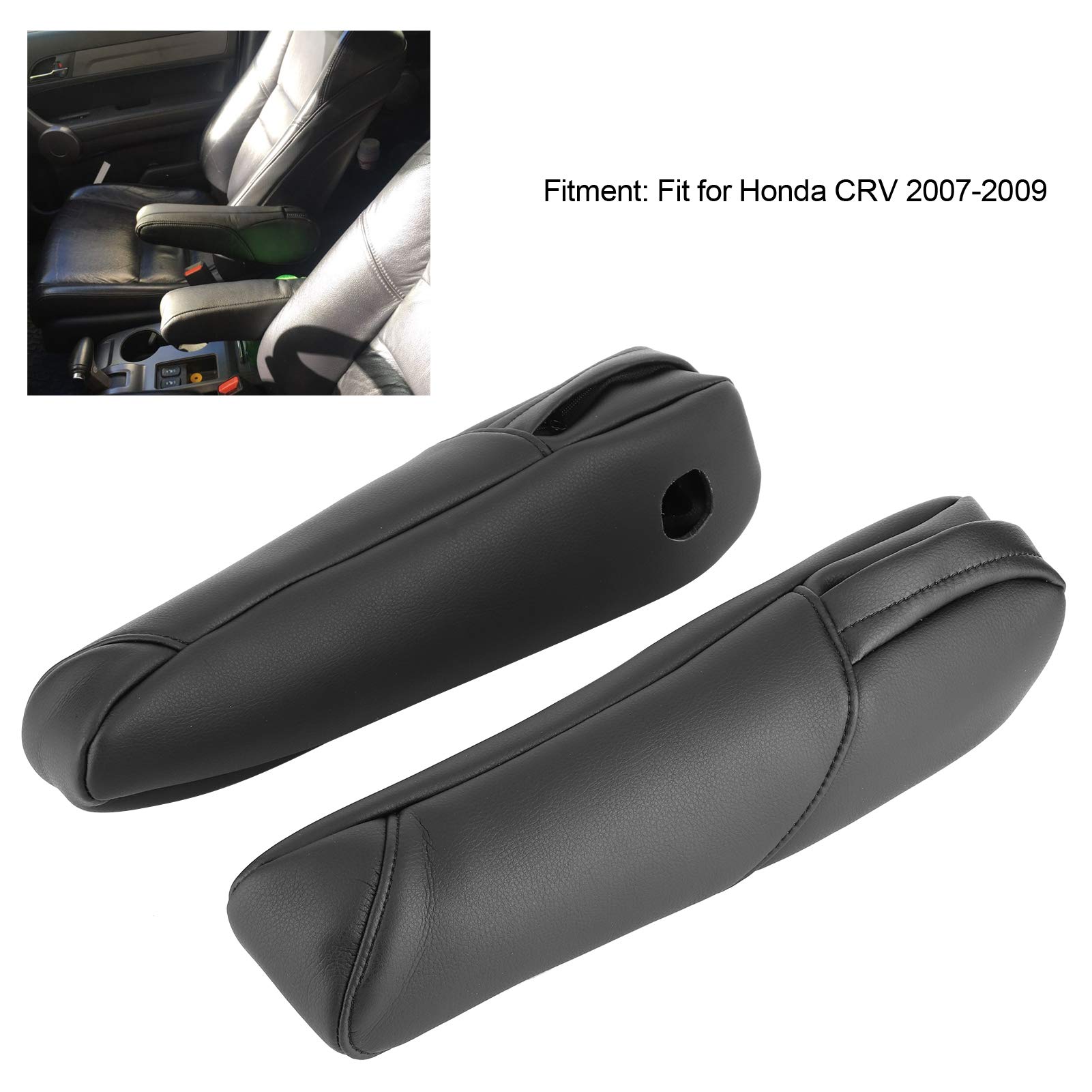 Premium Microfiber Leather Car Seat Armrest Cover for 2007-2009 Honda CRV - Black Auto Interior Accessory for Comfort & Style | Perfect for Daily Commute, Road Trips & Car Interior Protection