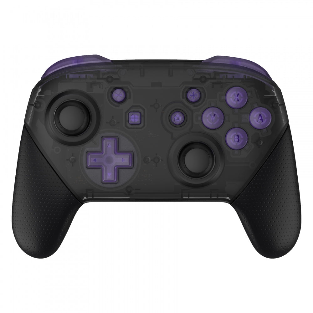 eXtremeRate DIY Replacement Full Set Buttons for Nintendo Switch Pro Controller - Transparent Atomic Purple (KRM513) | Custom Gaming Accessories for Switch Enthusiasts | Perfect for Home Gaming & Competitive Play