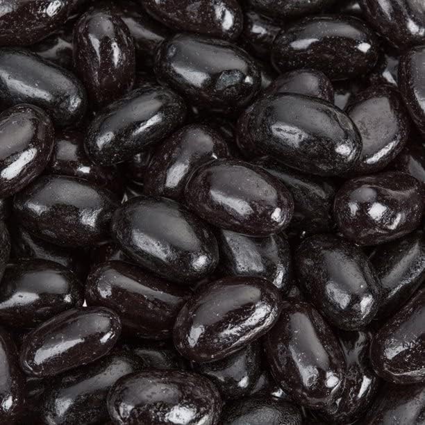 Black Jumbo Jelly Beans - 2 LB Resealable Stand Up Candy Bag (Approx. 170 Pieces) - Traditional Black Licorice Flavor - Bulk Candy for Easter Baskets, Halloween Treats, Party Favors & Gift Fillers