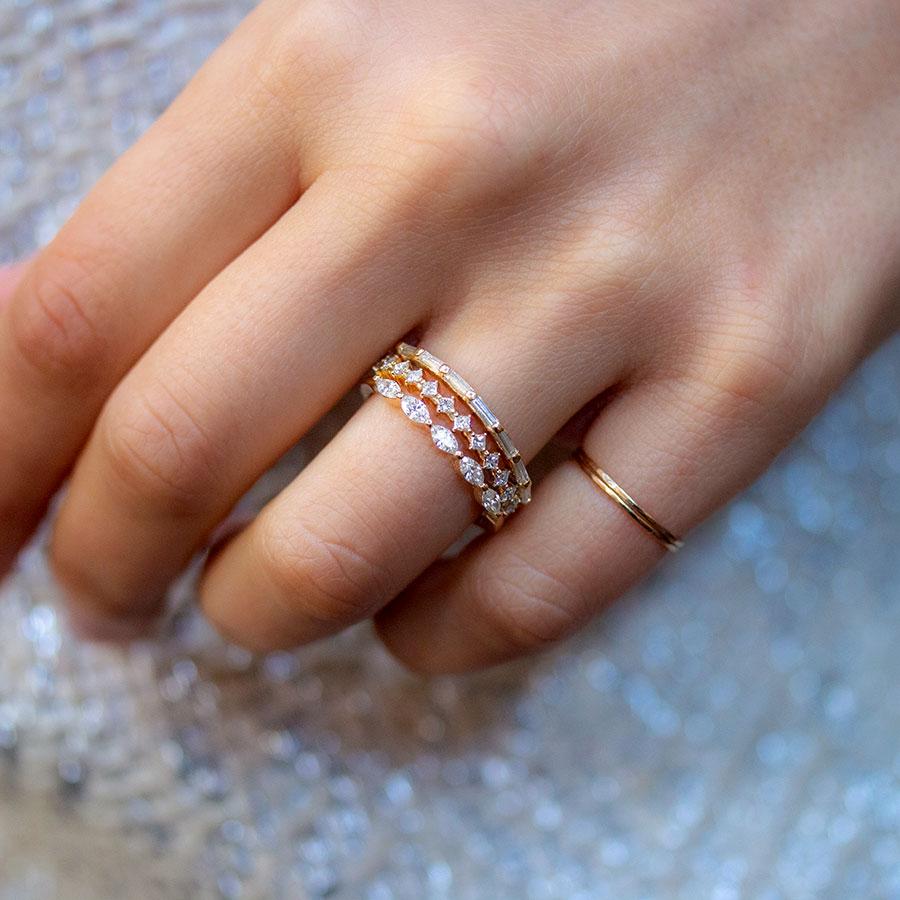 Eternity Baguette Diamond Band Ring for Women - 14K White Gold Wedding Anniversary Stackable Ring - Perfect for Bridal Jewelry, Engagement Gift & Special Occasions