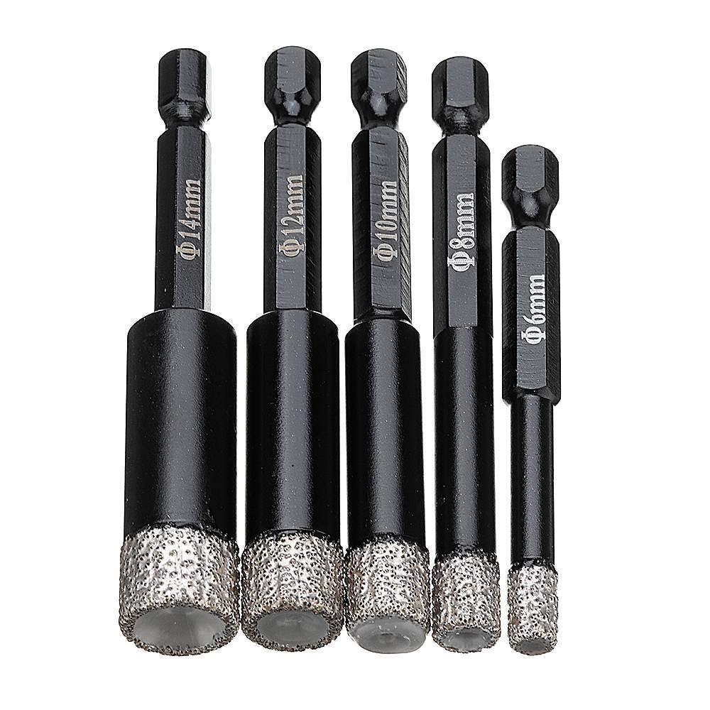 DANSHILONG 6/8/10/12/14mm Vacuum Brazed Diamond Drill Bit - Dry Hole Saw Cutter for Granite, Marble, Ceramic Tile & Glass - Perfect for DIY Home Renovation, Stone Cutting & Glass Drilling Projects (6mm Size)