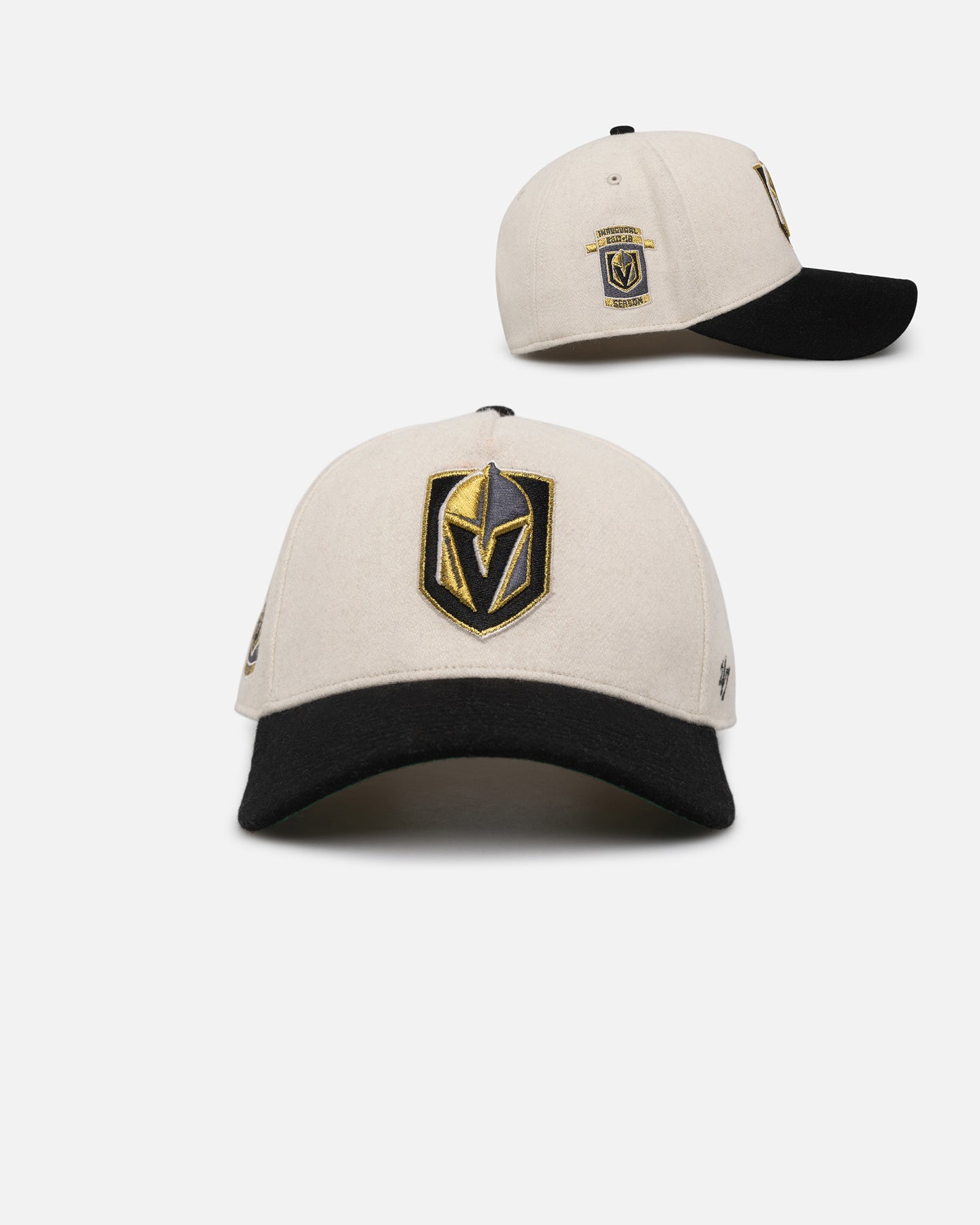 47 Brand Vegas Golden Knights Wooly Sure Shot Offside DT Snapback Hat - Natural/Black - Perfect for Game Day, Tailgating & Fan Gear Collections