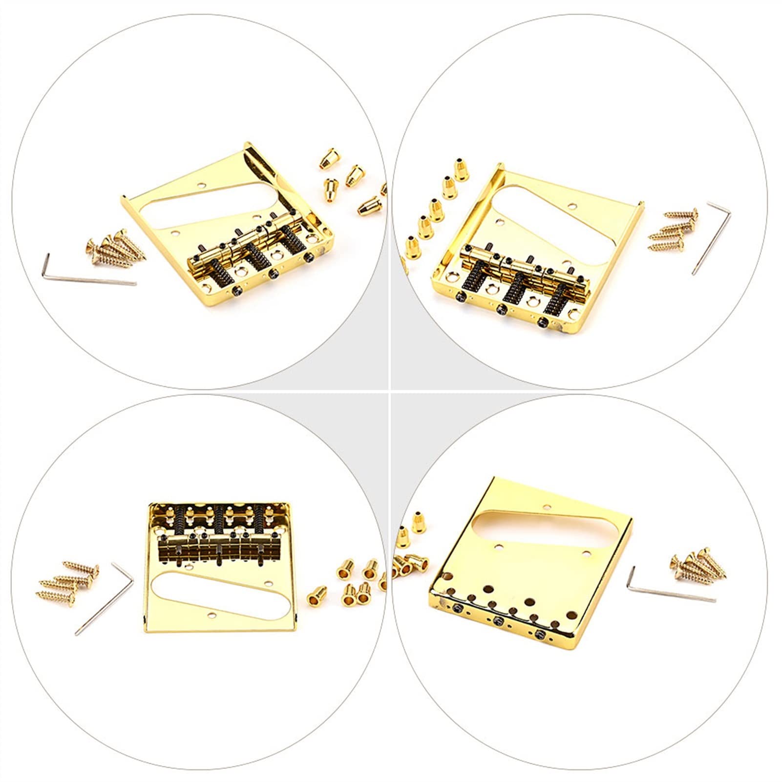 Golden Electric Guitar Fixed Saddle Bridge Replacement - 1Set High-Quality Guitar Bridge Parts for Improved Tone & Stability | Perfect for DIY Guitar Repair & Upgrades