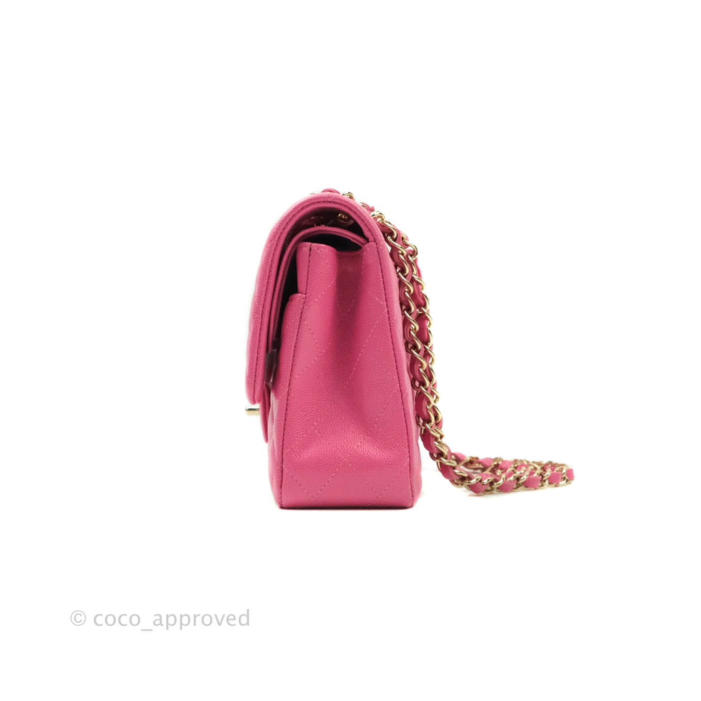 Chanel Classic Medium Double Flap Bag in Pink Caviar Leather with Gold Hardware - Perfect for Date Night & Special Occasions