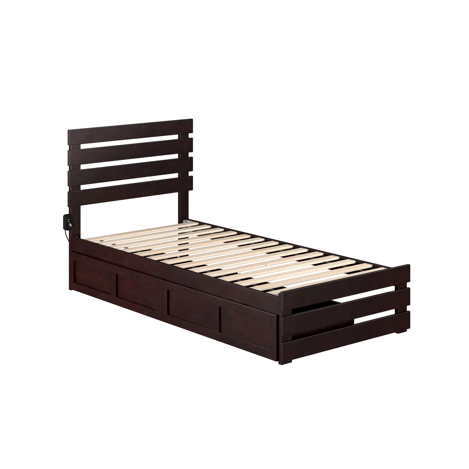 AFI Oxford Twin XL Size Platform Bed with Footboard & Storage Drawers in Espresso - Modern Wooden Bed Frame for Small Spaces, Dorm Rooms & Guest Bedrooms