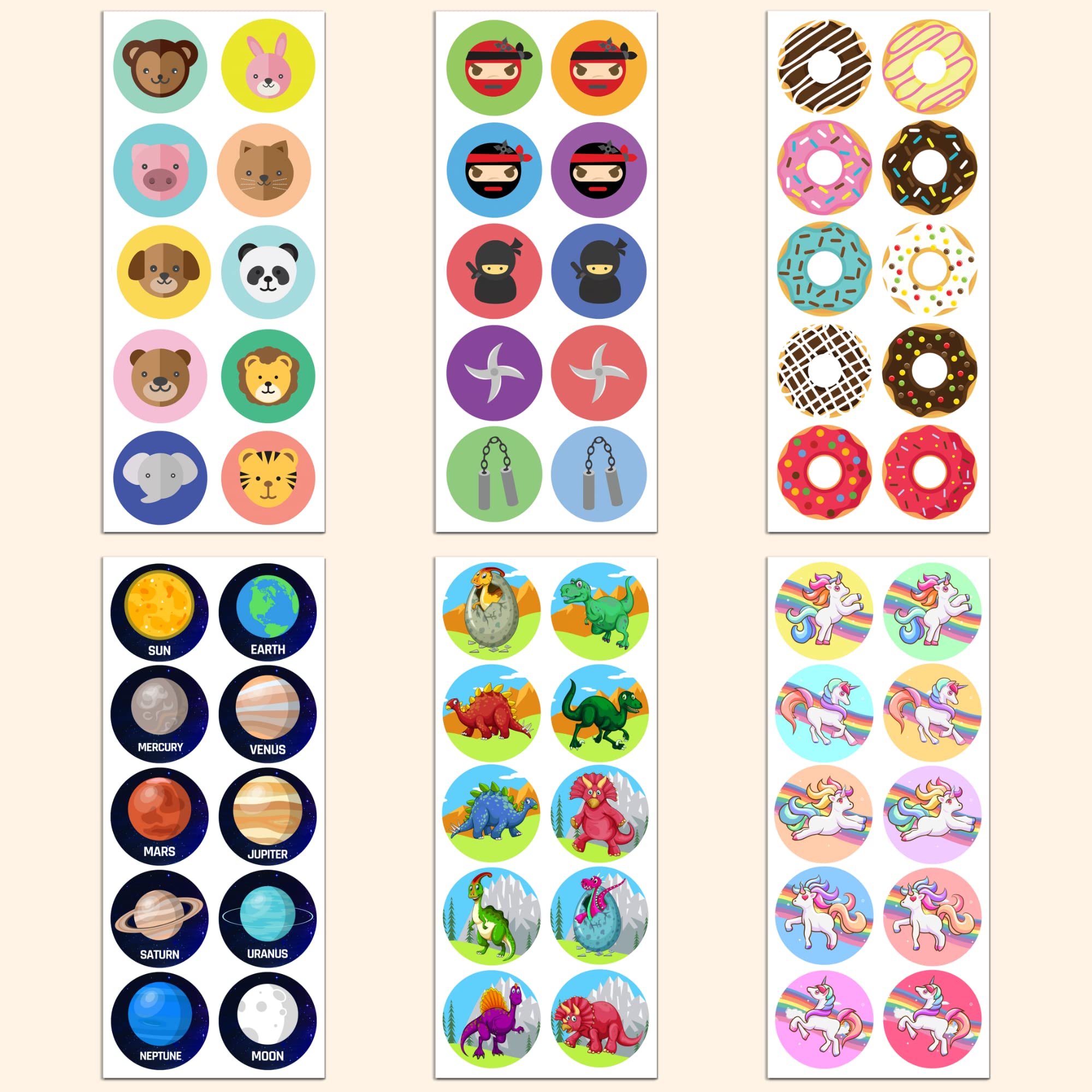 Dinosaur Stickers for Kids - 1.5 Inch, 20 Sheets with 200 Stickers - Perfect for Scrapbooking, School Projects & DIY Crafts