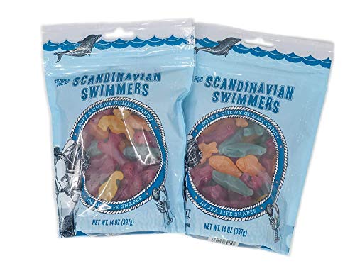 Trader Joe's Scandinavian Swimmers Gummy Candy - 2 Pack (28 oz Total) | Gluten-Free Fish & Sea Life Shapes | Perfect for Parties, Snacks & Movie Nights