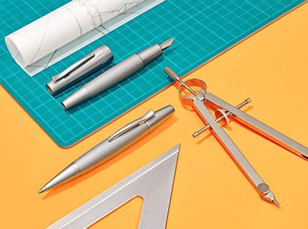 Faber-Castell 148676 Ballpoint Pen - Oil-Based Ink, Emotion Collection, Pure Silver Finish - Premium Writing for Office, School & Gifts