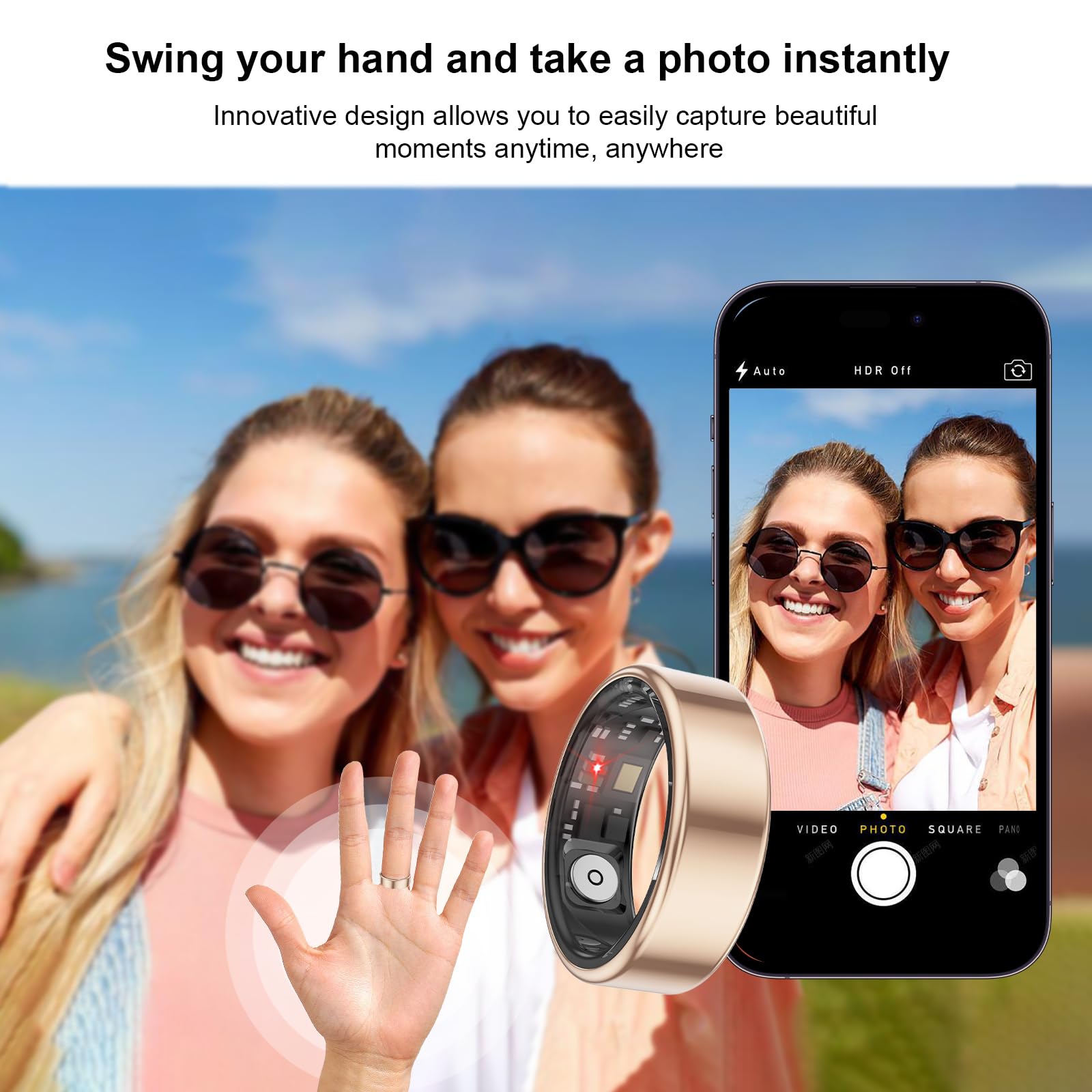 Smart Ring Health Tracker for Men & Women - Sleep Monitor, Heart Rate & Blood Oxygen Sensor - Waterproof Fitness Wearable with 8-10 Day Battery (Size 8, Silver) - No App Subscription Needed - Perfect for Gym, Running & Daily Health Tracking