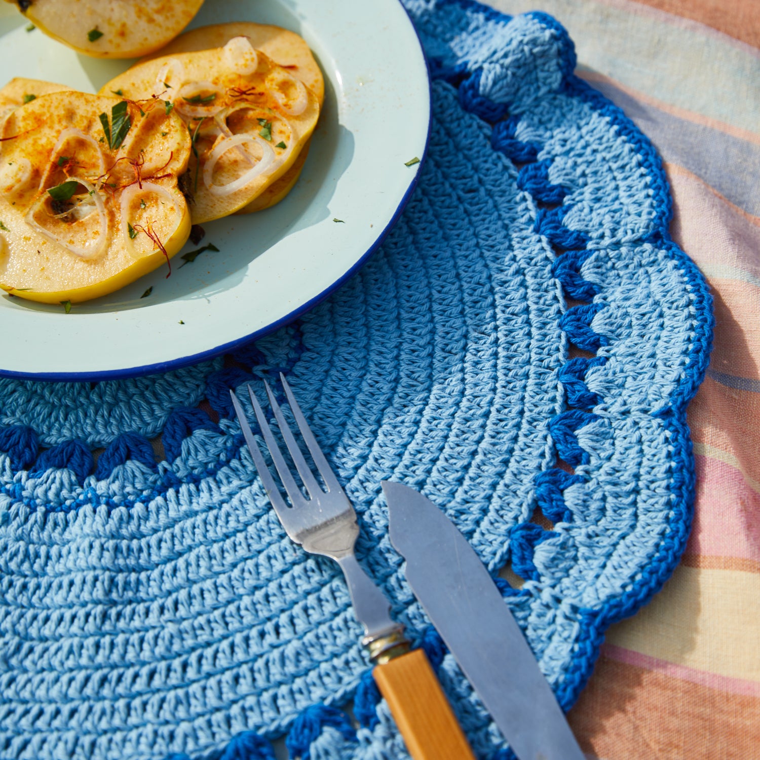 Aditi Crochet Placemats Set of 6 - Handmade Cotton Table Mats for Dining Room Decor - Perfect for Farmhouse, Boho, and Rustic Home Decor