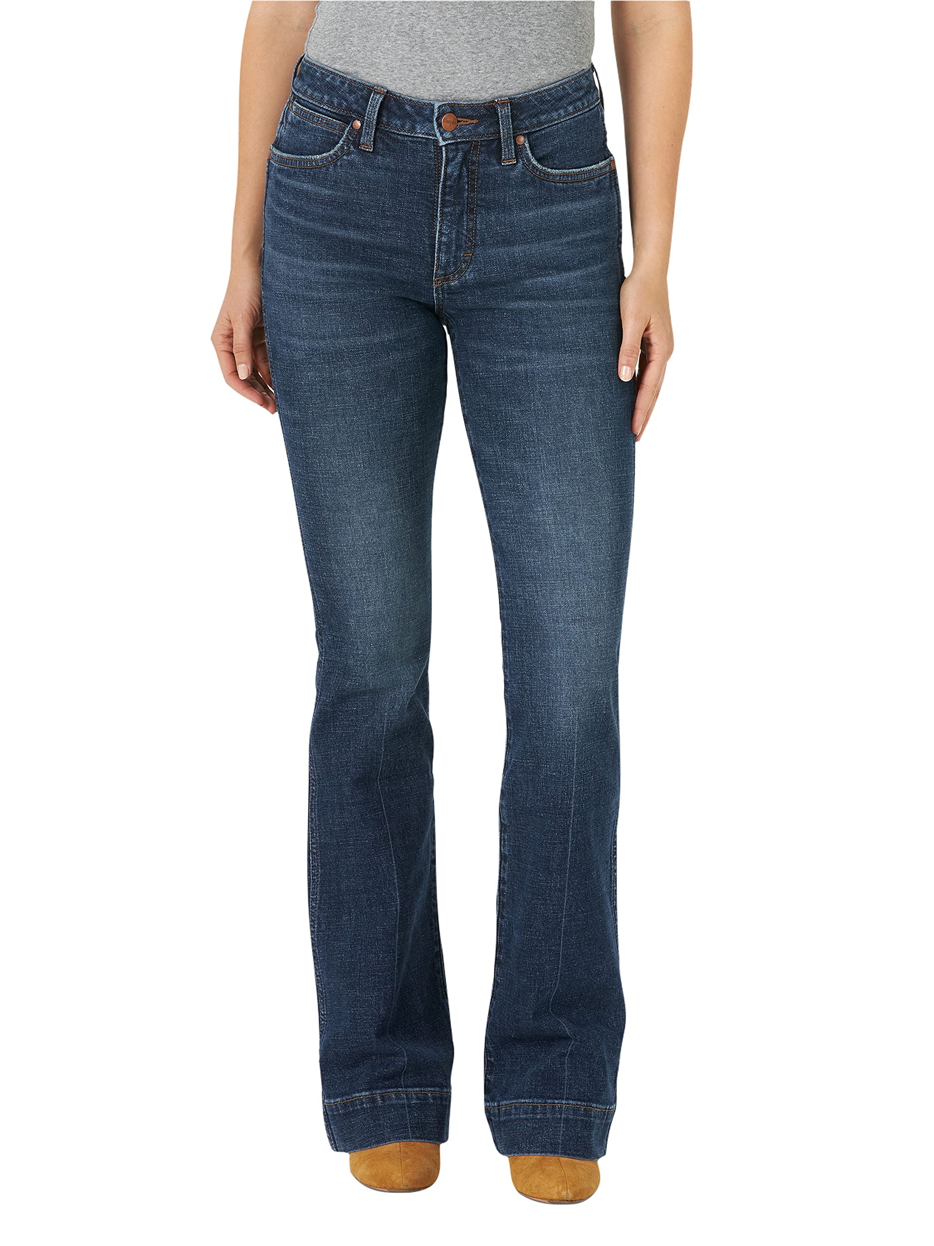 Wrangler Women's Retro High Rise Trouser Jeans - Vintage Style Stretch Denim Pants for Casual & Work Outfits | Perfect for Office, Date Night & Everyday Wear