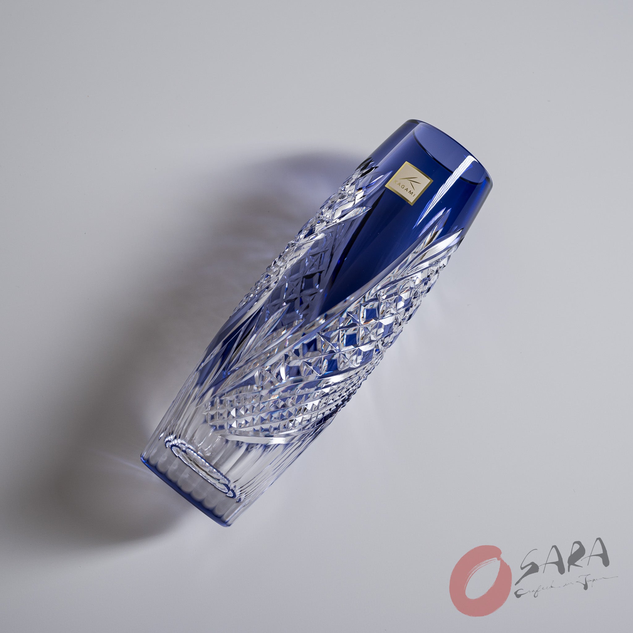KAGAMI Crystal Edo Kiriko Vase - Japanese Cut Glass Flower Vase for Home Decor, Wedding Centerpiece & Gift Idea (Hokaze Style) | Perfect for Living Room, Dining Table & Special Occasions